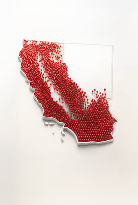 Map of Elizabeth Shutters installations across California and Nevada
