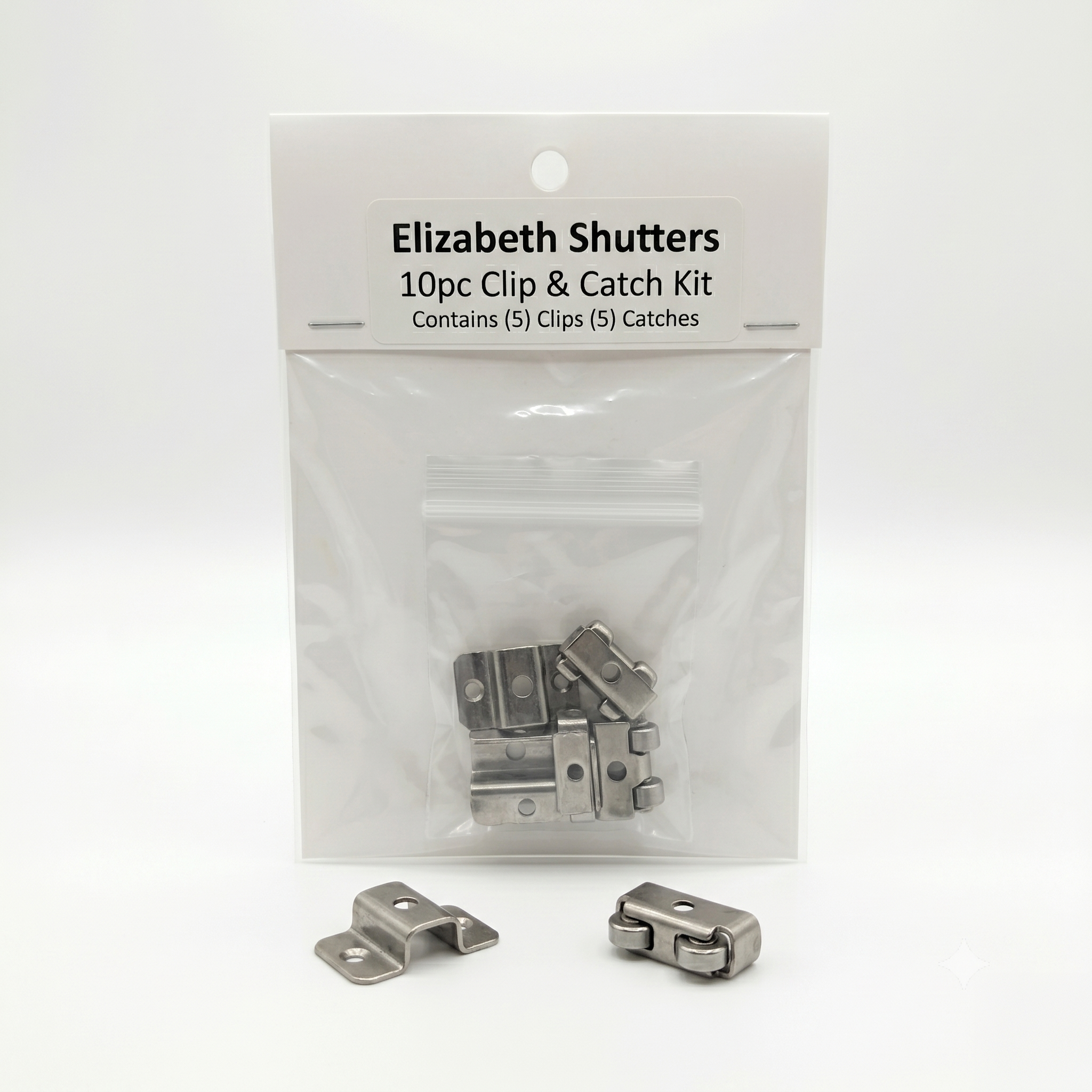 10-piece clip and catch kit for wood plantation shutters